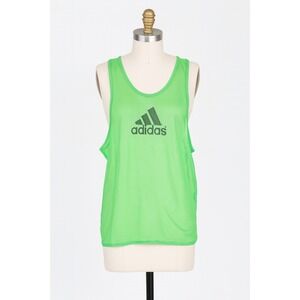 Adidas Womens Tank Top Size XL Neon Green Sleeveless Mesh Logo Athletic Training